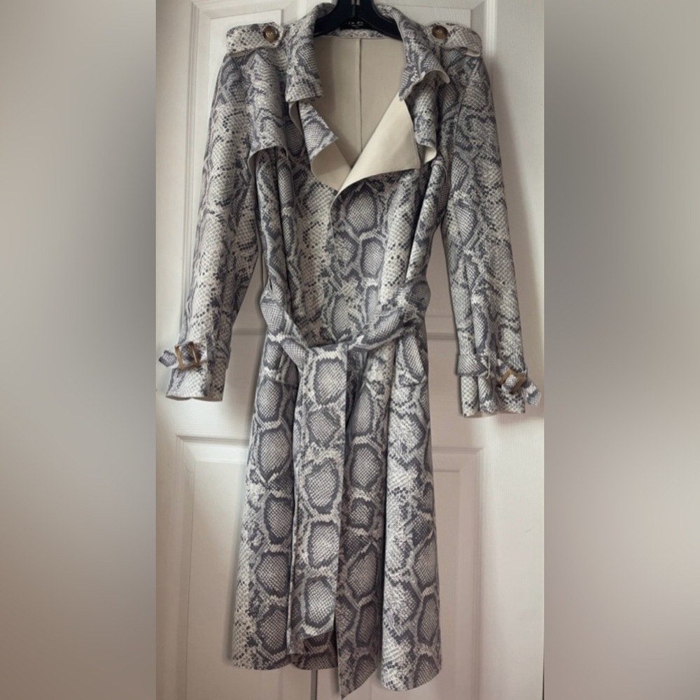 Few Moda Python Pattern Coat Duster Knee Length Size S - Picture 2 of 8